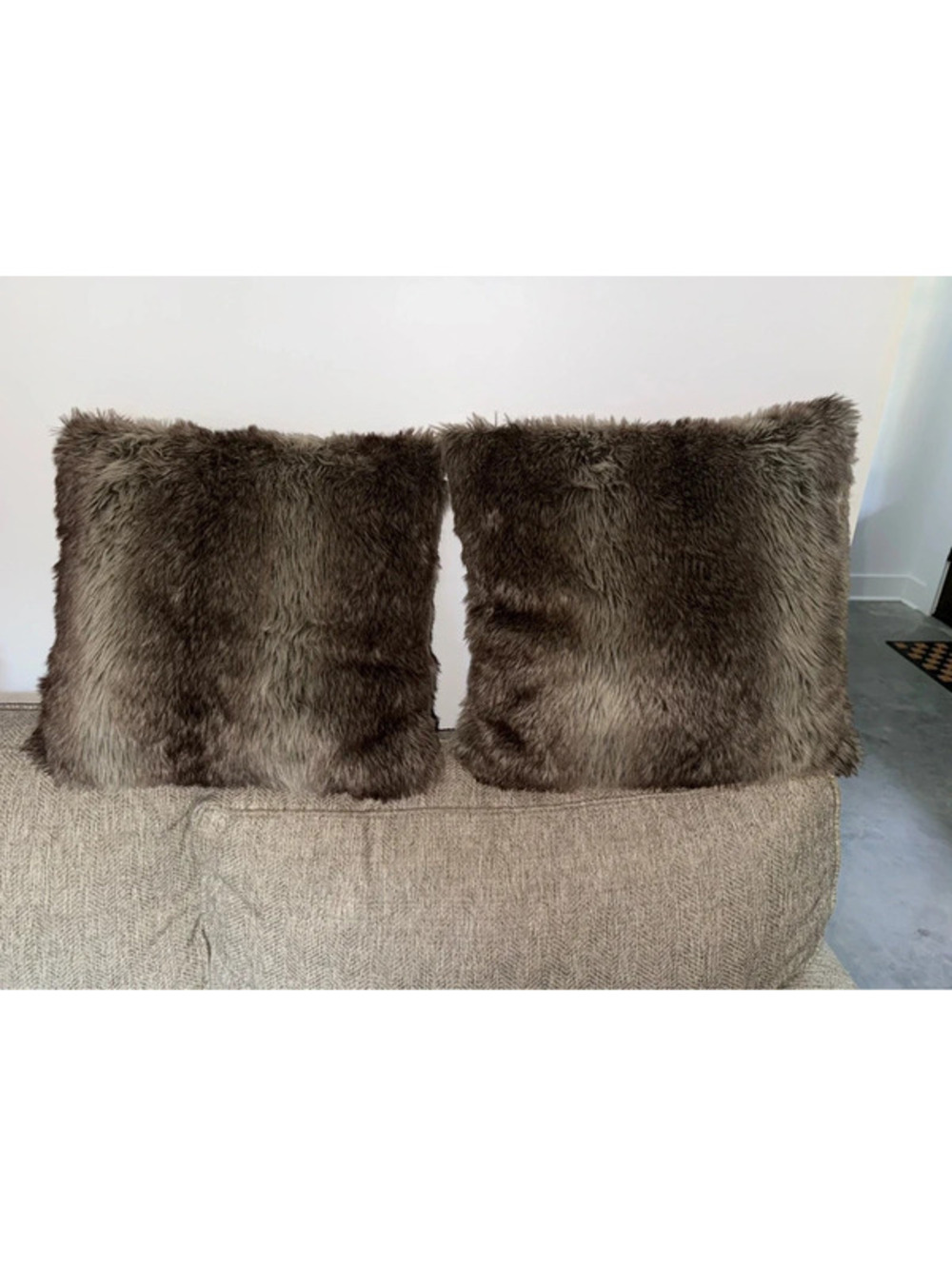 2 Brown Fur Pillows